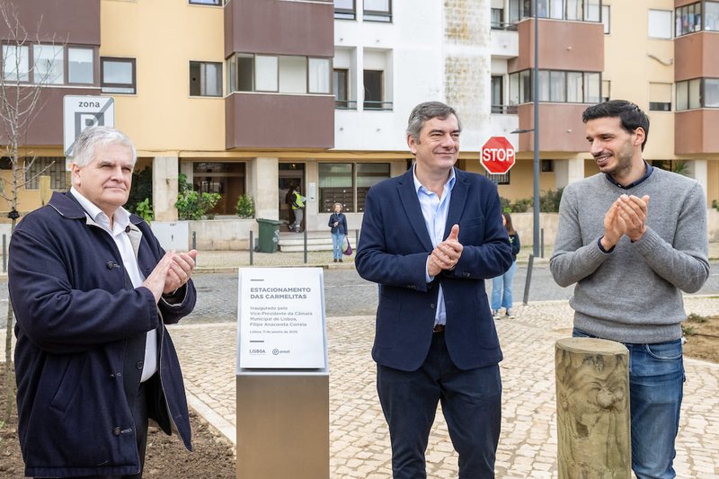 Carlos Silva, presidente da EMEL, Anacoreta Correia e Fábio Sousa - Inauguração do Estacionamento das Carmelitas